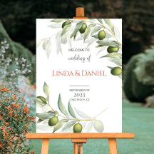 Waterverf Rustic Wedding Olive Branches