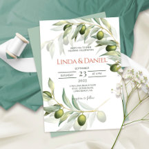 Waterverf Rustic Wedding Olive Branches