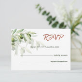 Waterverf Rustic Wedding RSVP Kaart Olijfbijkantor (Staand voorkant)