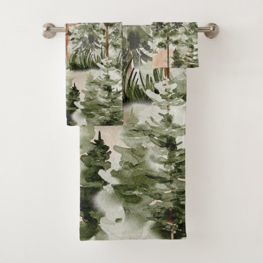 Waterverf rustiek groen bos bad handdoek (Insitu)