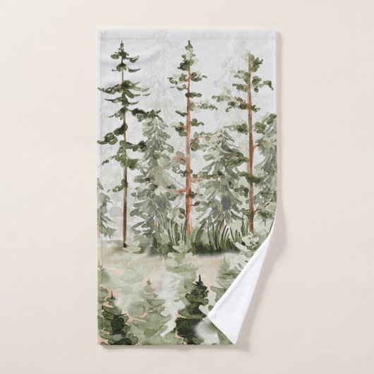 Waterverf rustiek groen bos bad handdoek (Handdoek)