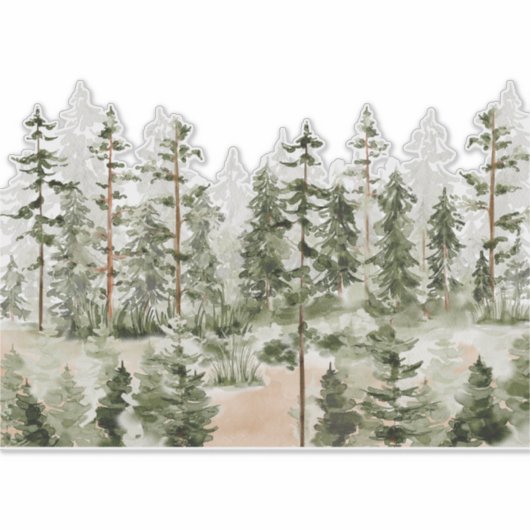 Waterverf rustiek groen bos sticker (Voorkant)
