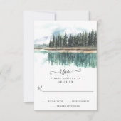 Waterverf rustiek meer | Mountain Lake bruiloft RSVP Kaartje (Voorkant)