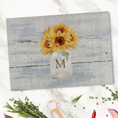 Waterverf Rustiek Zonnebloem Boeket in Mason Jar Snijplank