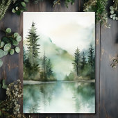 Waterverf rustieke berg Lake bos bruiloft Bedankkaart