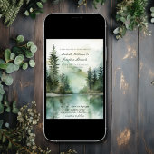 Waterverf rustieke berg Lake bos bruiloft Kaart