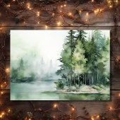 Waterverf rustieke berg Lake bos bruiloft RSVP Kaartje