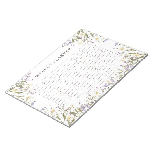 Waterverf rustieke bloemen weekplanner notitieblok (Schuin)