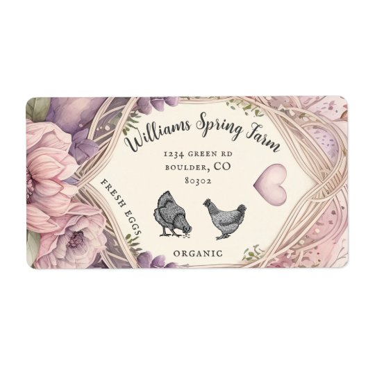 Waterverf rustieke bloemenei karton etiket (Voorkant)