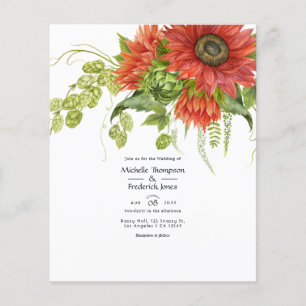 Waterverf Rustieke Boheemse Rode Zonnebloemen Trou Flyer