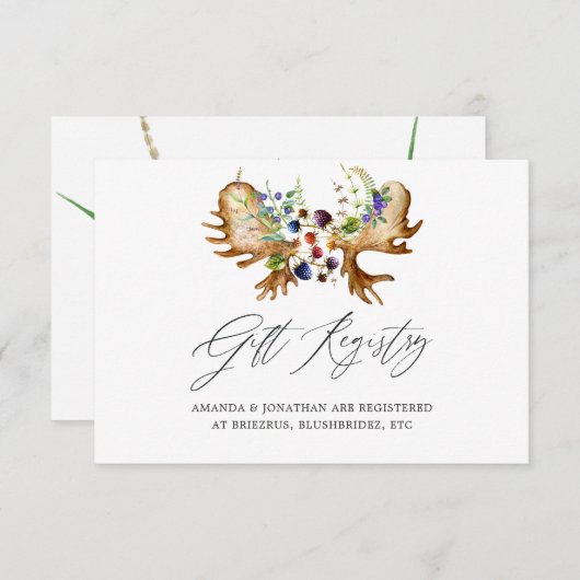 Waterverf rustieke bos bruiloft geschenk register informatiekaartje (Voorkant / Achterkant)