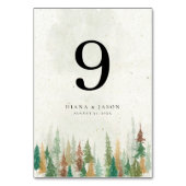 Waterverf Rustieke bos pijnbomen tafelnummer (Voorkant)