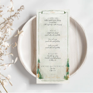 Waterverf Rustieke bospijnbomen Menu Kaart