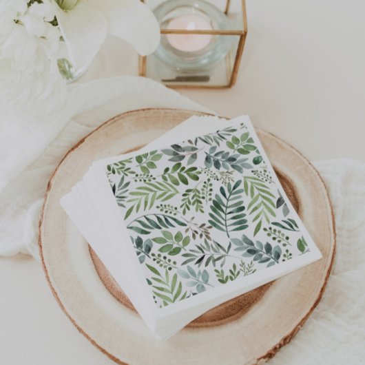 Waterverf rustieke botanische bladeren servet