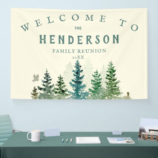 WATERVERF RUSTIEKE DENNENBOMEN FAMILIEREÜNIE SPANDOEK (Beurs)