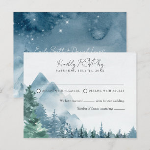 Waterverf Rustieke Dusk Blue Bruiloft RSVP Briefkaart