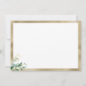 Waterverf rustieke eucalyptus groen goud Bedankt Kaart (Achterkant)