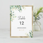 Waterverf rustieke eucalyptus groen Tabel Nummers Kaart (Staand voorkant)