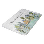 Waterverf rustieke Foggy Forest Mountain Cabin Badmat (Gekanteld)