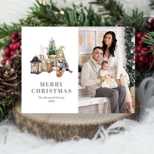 Waterverf Rustieke Gnome Photo Holiday Briefkaart