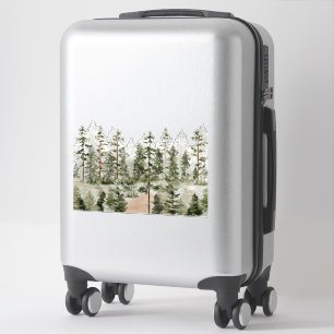 Waterverf Rustieke Groene Bos Sticker