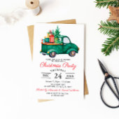 Waterverf Rustieke Groene Vrachtwagen Kerstfeest Kaart