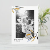 Waterverf rustieke kerstbladfoto feestdagenkaart (Staand voorkant)