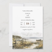 Waterverf rustieke kustveld kunst strand bruiloft kaart (Voorkant)
