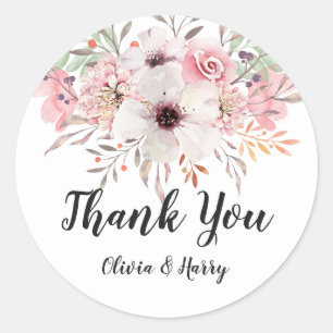 Waterverf rustieke land bloemen bruiloft gunst ronde sticker