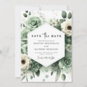 Waterverf Rustieke Minimal Sage Green Wedding Save The Date (Voorkant)