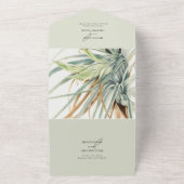 Waterverf rustieke neutraal boho botanische bruilo all in one uitnodiging (Buitenkant)