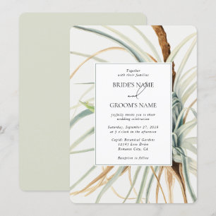 Waterverf rustieke neutraal boho botanische bruilo kaart