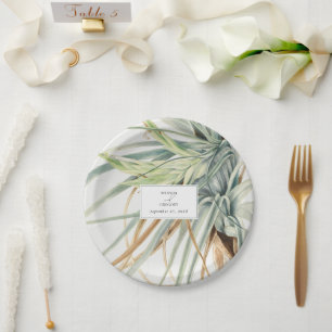 Waterverf rustieke neutraal boho botanische bruilo papieren bordje