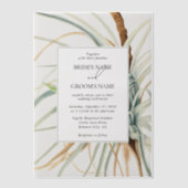 Waterverf rustieke neutraal boho botanische bruilo vellum uitnodigingen (Voorkant)