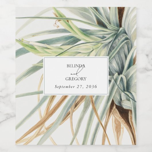 Waterverf rustieke neutraal boho botanische bruilo wijn etiket (Enkel label)