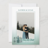 Waterverf Rustieke Pijnspar Bomen FOTO Bruiloft Save The Date (Voorkant)