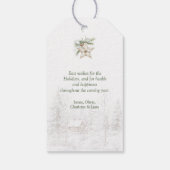 Waterverf rustieke potkerstboom cadeaulabel (Achterkant)