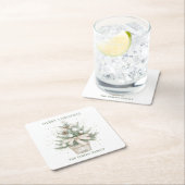 Waterverf rustieke potkerstboom vierkante kartonnen onderzetter (Insitu)