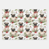 Waterverf rustieke pug kerst inpakpapier vel (Voorkant)