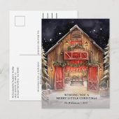 Waterverf rustieke rode schuur land kerst Kaart (Voorkant / Achterkant)