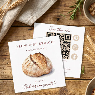 Waterverf Rustieke Sourdough Ambachtelijke Bakkeri Vierkante Visitekaartje