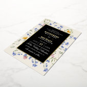 Waterverf Rustieke wilde bloemen weide bruiloft Folie Uitnodiging (Gedraaid)