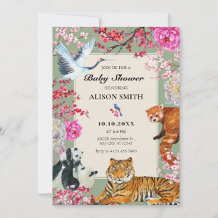 Waterverf rustieke wilde dieren floral baby shower kaart