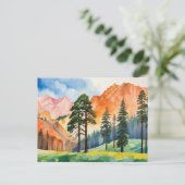 Waterverf rustige bergen lente landschap briefkaart (Staand voorkant)