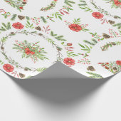 Waterverf Rustige kerstboom Cadeaupapier (Hoek)