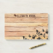 Waterverf Rustisch hout met Butterflies Naam toevo Post-it® Notes (Op bureau)