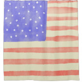 Waterverf Rustische Amerikaanse vlag Douchegordijn (Voorkant)