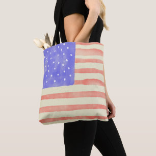 Waterverf Rustische Amerikaanse vlag Draagtas