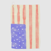 Waterverf Rustische Amerikaanse vlag Golfhanddoek (Voorkant)