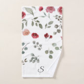 Waterverf Rustische eucalyptus Floral Leaf Monogra Bad Handdoek (Handdoek)